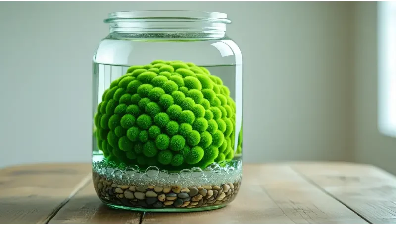 Leonardo Phoenix 10 A vibrant green round Marimo moss ball pla 0 e1737940388888