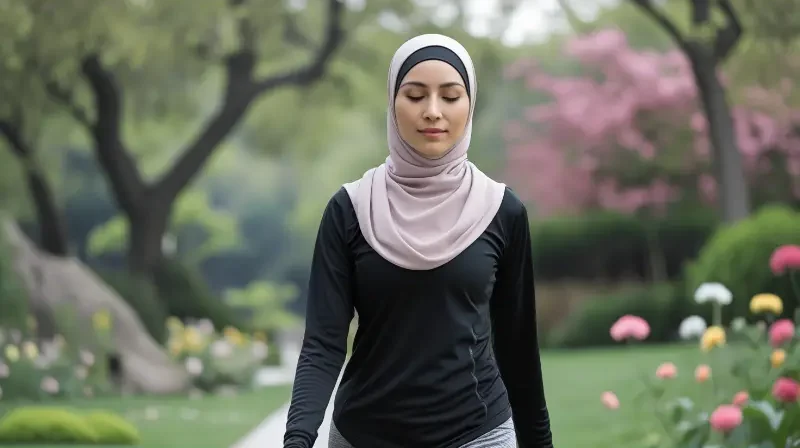 Leonardo Phoenix 10 A woman in modest workout attire with a hi 0 5 e1737465915749